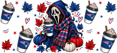 Halloween Hooded Horror Football UV DTF Cup Wrap for 16oz Libbey Can KA-18366