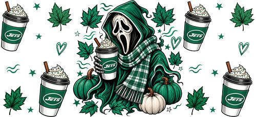 Halloween Hooded Horror Football UV DTF Cup Wrap for 16oz Libbey Can KA-18368