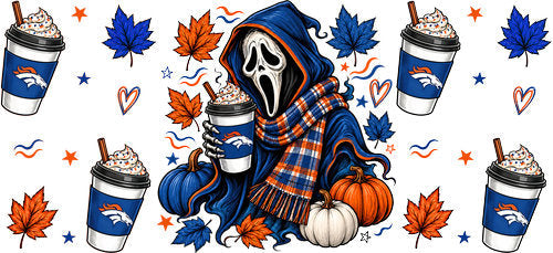 Halloween Hooded Horror Football UV DTF Cup Wrap for 16oz Libbey Can KA-18374