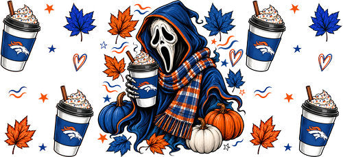 Halloween Hooded Horror Football UV DTF Cup Wrap for 16oz Libbey Can KA-18374