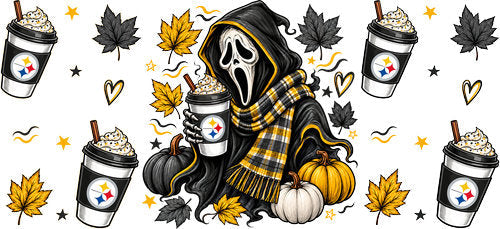 Halloween Hooded Horror Football UV DTF Cup Wrap for 16oz Libbey Can KA-18375