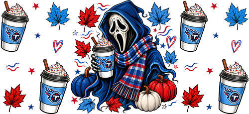 Halloween Hooded Horror Football UV DTF Cup Wrap for 16oz Libbey Can KA-18377
