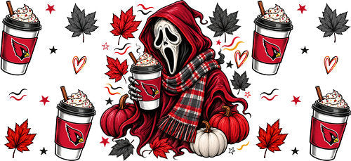 Halloween Hooded Horror Football UV DTF Cup Wrap for 16oz Libbey Can KA-18378