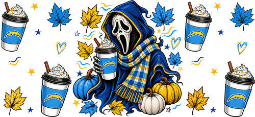 Halloween Hooded Horror Football UV DTF Cup Wrap for 16oz Libbey Can KA-18381