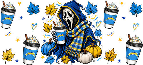 Halloween Hooded Horror Football UV DTF Cup Wrap for 16oz Libbey Can KA-18381