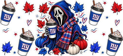 Halloween Hooded Horror Football UV DTF Cup Wrap for 16oz Libbey Can KA-18382