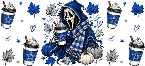 Halloween Hooded Horror Football UV DTF Cup Wrap for 16oz Libbey Can KA-18383