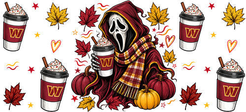 Halloween Hooded Horror Football UV DTF Cup Wrap for 16oz Libbey Can KA-18385