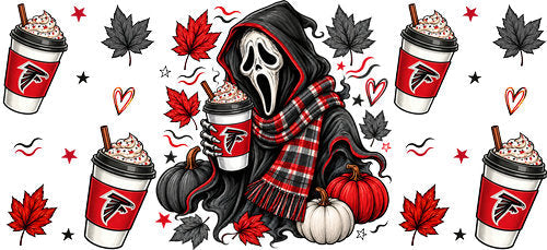 Halloween Hooded Horror Football UV DTF Cup Wrap for 16oz Libbey Can KA-18388