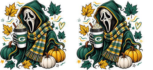 Halloween Hooded Horror Football UV DTF Cup Wrap for 16oz Libbey Can KA-18390