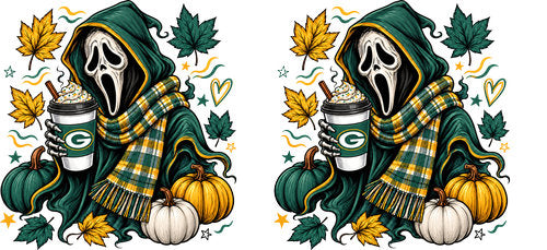 Halloween Hooded Horror Football UV DTF Cup Wrap for 16oz Libbey Can KA-18390