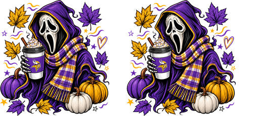 Halloween Hooded Horror Football UV DTF Cup Wrap for 16oz Libbey Can KA-18392