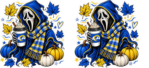 Halloween Hooded Horror Football UV DTF Cup Wrap for 16oz Libbey Can KA-18393