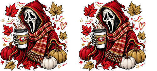 Halloween Hooded Horror Football UV DTF Cup Wrap for 16oz Libbey Can KA-18394
