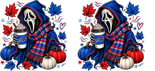 Halloween Hooded Horror Football UV DTF Cup Wrap for 16oz Libbey Can KA-18396