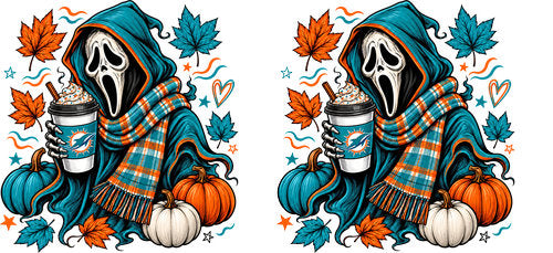 Halloween Hooded Horror Football UV DTF Cup Wrap for 16oz Libbey Can KA-18397