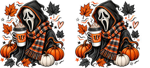 Halloween Hooded Horror Football UV DTF Cup Wrap for 16oz Libbey Can KA-18401