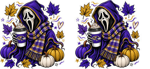 Halloween Hooded Horror Football UV DTF Cup Wrap for 16oz Libbey Can KA-18402