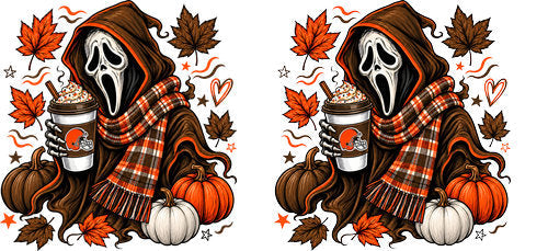 Halloween Hooded Horror Football UV DTF Cup Wrap for 16oz Libbey Can KA-18403