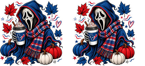 Halloween Hooded Horror Football UV DTF Cup Wrap for 16oz Libbey Can KA-18404
