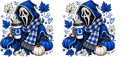 Halloween Hooded Horror Football UV DTF Cup Wrap for 16oz Libbey Can KA-18405