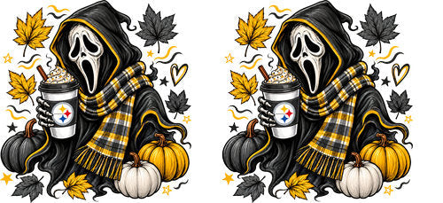 Halloween Hooded Horror Football UV DTF Cup Wrap for 16oz Libbey Can KA-18406