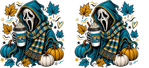 Halloween Hooded Horror Football UV DTF Cup Wrap for 16oz Libbey Can KA-18407