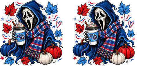 Halloween Hooded Horror Football UV DTF Cup Wrap for 16oz Libbey Can KA-18408