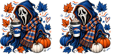 Halloween Hooded Horror Football UV DTF Cup Wrap for 16oz Libbey Can KA-18409