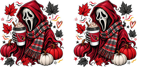 Halloween Hooded Horror Football UV DTF Cup Wrap for 16oz Libbey Can KA-18410