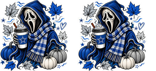 Halloween Hooded Horror Football UV DTF Cup Wrap for 16oz Libbey Can KA-18415