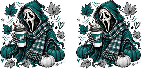 Halloween Hooded Horror Football UV DTF Cup Wrap for 16oz Libbey Can KA-18416