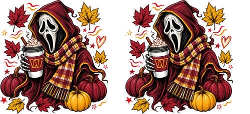 Halloween Hooded Horror Football UV DTF Cup Wrap for 16oz Libbey Can KA-18417