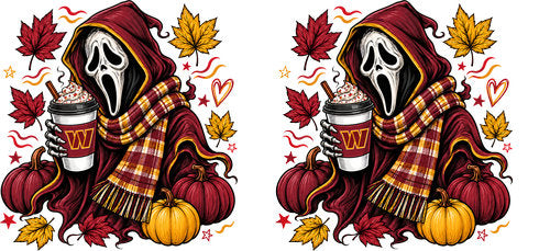 Halloween Hooded Horror Football UV DTF Cup Wrap for 16oz Libbey Can KA-18417