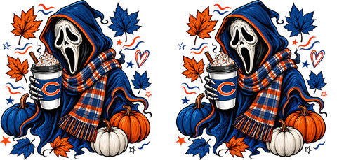 Halloween Hooded Horror Football UV DTF Cup Wrap for 16oz Libbey Can KA-18418