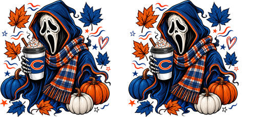 Halloween Hooded Horror Football UV DTF Cup Wrap for 16oz Libbey Can KA-18418