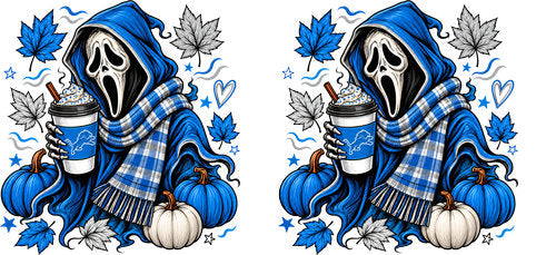 Halloween Hooded Horror Football UV DTF Cup Wrap for 16oz Libbey Can KA-18419