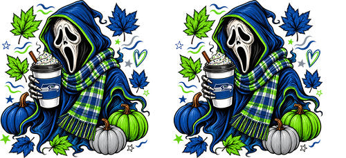 Halloween Hooded Horror Football UV DTF Cup Wrap for 16oz Libbey Can KA-18421