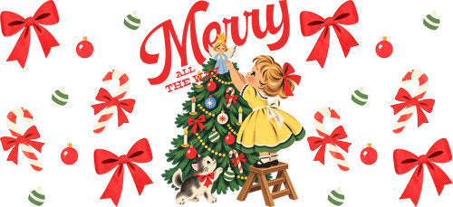 Merry Christmas Tree UV DTF Cup Wrap for 16oz Libbey Can KA-18523