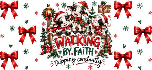 Walking by Faith Christmas UV DTF Cup Wrap for 16oz Libbey Can KA-18528