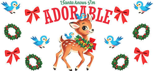 Adorable Christmas Deer UV DTF Cup Wrap for 16oz Libbey Can KA-18529