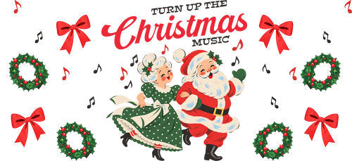 Christmas Music Santa UV DTF Cup Wrap for 16oz Libbey Can KA-18531