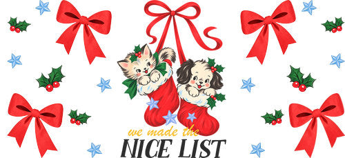 Christmas Nice List Cats UV DTF Cup Wrap for 16oz Libbey Can KA-18537