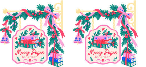 Merry Pages Christmas Bookshop UV DTF Cup Wrap for 16oz Libbey Can KA-18538