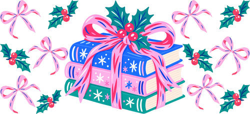 Christmas Gift Books UV DTF Cup Wrap for 16oz Libbey Can KA-18541