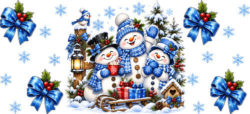 Christmas Snowman Family UV DTF Cup Wrap for 16oz Libbey Can KA-18549
