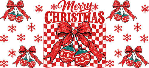 Merry Christmas Bow UV DTF Cup Wrap for 16oz Libbey Can KA-18567