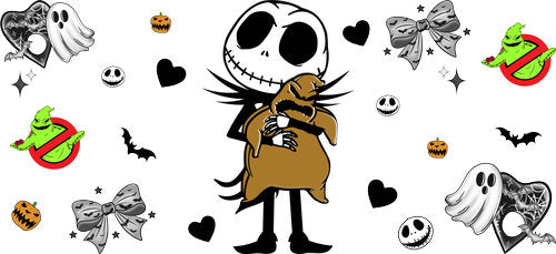Skeleton Sack Costume Halloween UV DTF Cup Wrap for 16oz Libbey Can KA-18575