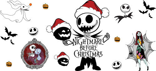 Christmas Skeleton Halloween UV DTF Cup Wrap for 16oz Libbey Can KA-18577