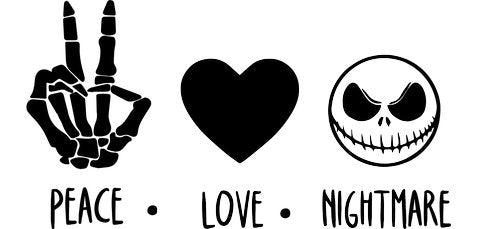 Peace Love Nightmare Halloween UV DTF Cup Wrap for 16oz Libbey Can KA-18580